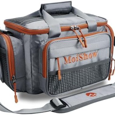 Fishing Tackle Box Bag – Fishing Bags for Saltwater or Freshwater (#Grey) Fishing Tackle Bags – Padded Shoulder Strap – Tackle Bag for 3600 Tackle Box